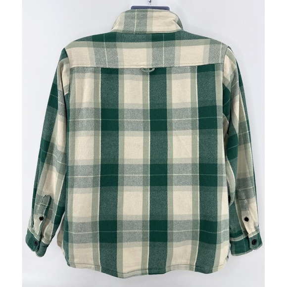 Peau De Loup Flannel Shacket Non Gender L Cropped Full Zip Green Plaid Jacket - Picture 4 of 12